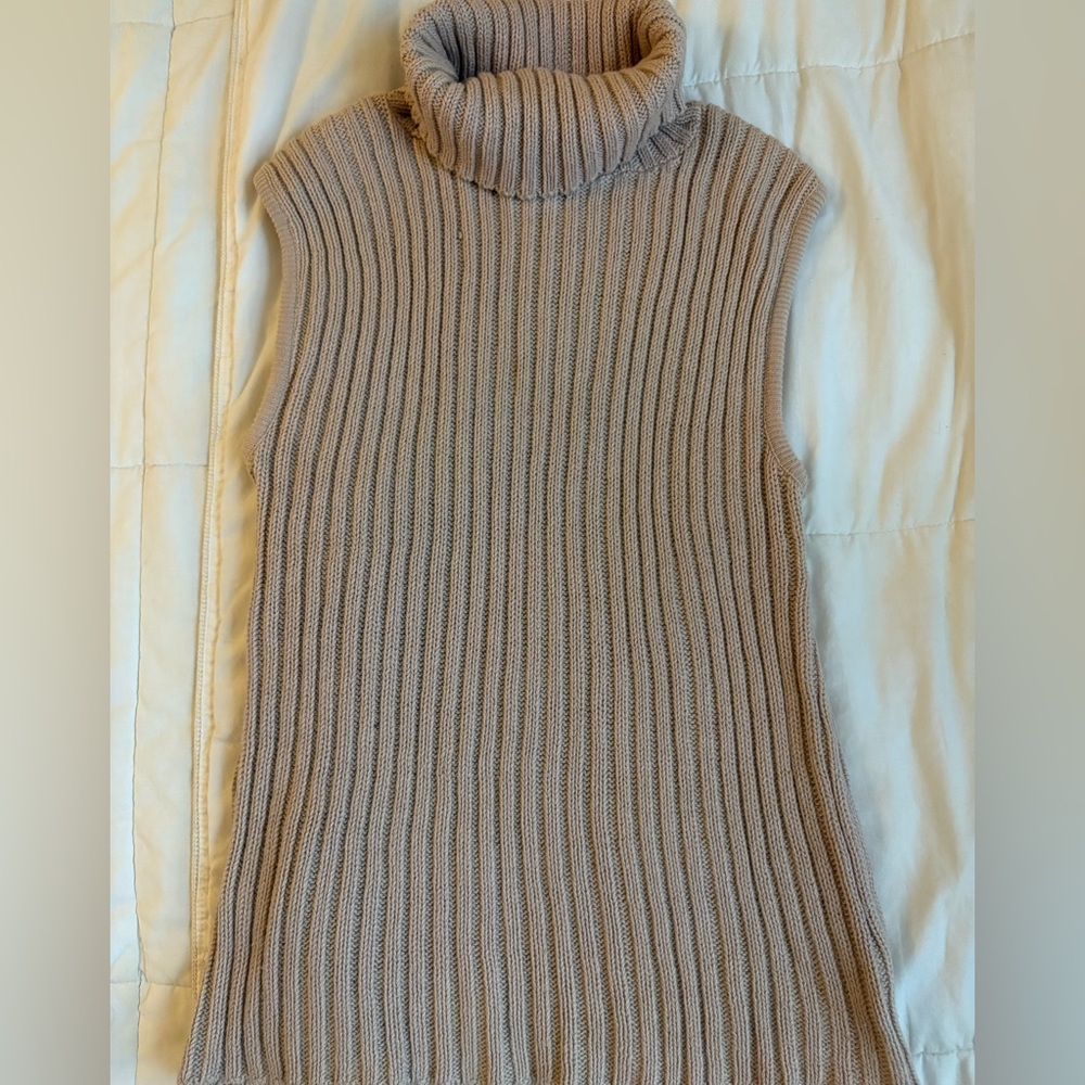 Mandee Tan Ribbed Cowl Neck Sweater